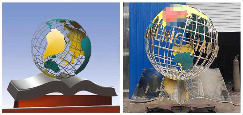 不銹鋼地球，景觀地球雕塑，學校地球儀擺件